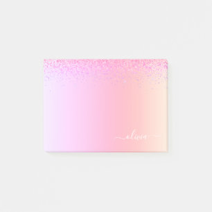 Post-it® Rainbow Pastel Girly Parties scintillant Metal Nom