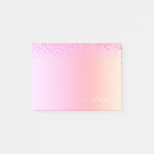 Post-it® Rainbow Pastel Girly Parties scintillant Metal Nom (Devant)
