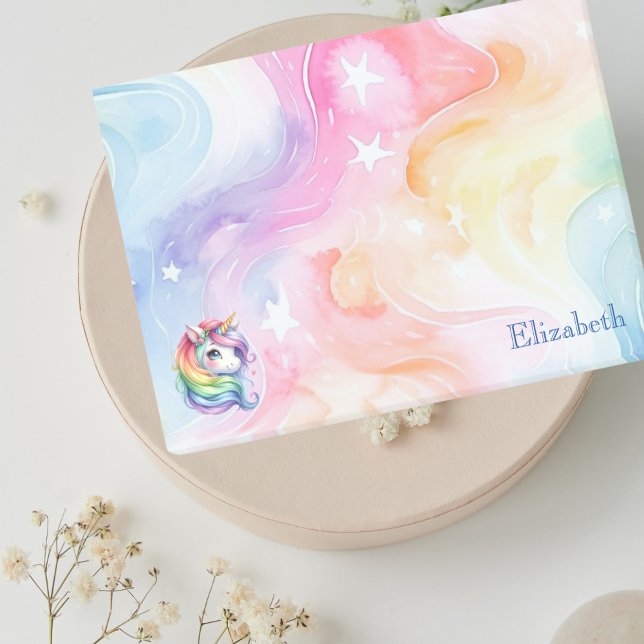 Post-it® Rainbow Unicorn Design avec nom personnalisé (Créateur téléchargé)