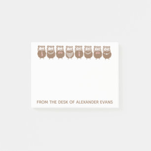 Post-it® Rangée de chouettes de couleur café