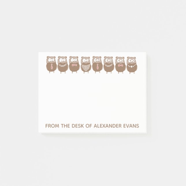 Post-it® Rangée de chouettes de couleur café (Devant)