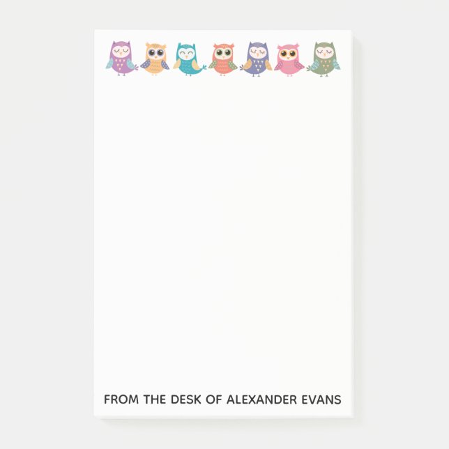 Post-it® Rangée de chouettes pastel (Devant)