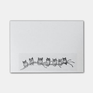 Post-it® Rangée des notes de post-it de hiboux