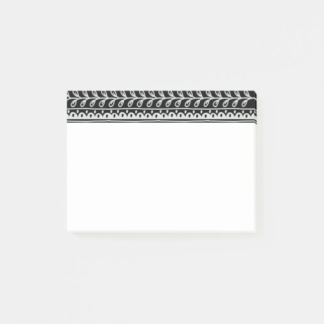 Post-it® Rangées de motifs gribouillés noir et blanc (Devant)