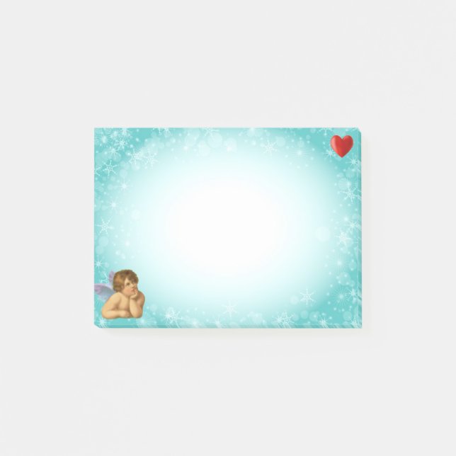 Post-it® Raphaël Cherub & Heart élégant sur fond bleu clair (Devant)