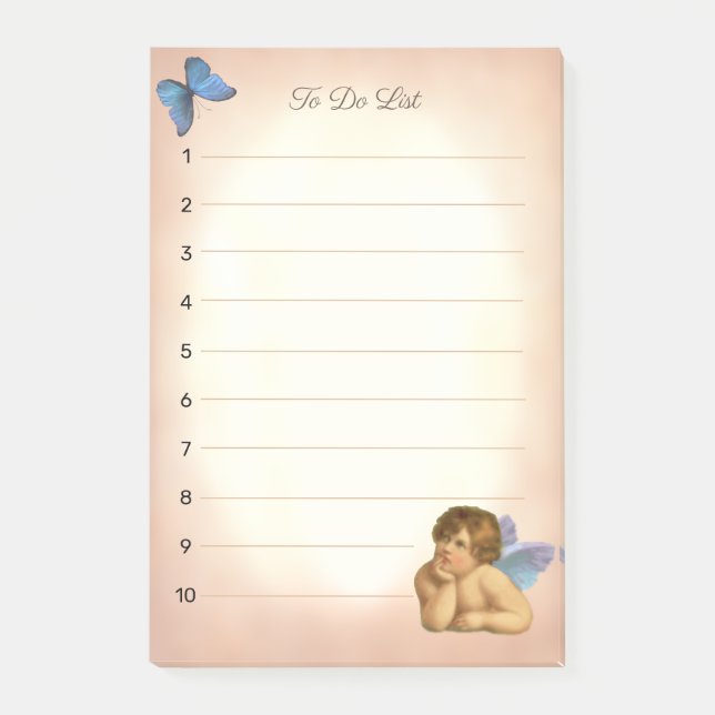 Post-it® Raphaël Cherub stylé & Papillon Bleu (Devant)