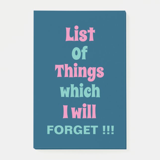 Post-it® Rappel amusant pour les gens oublieux N'oubliez pa (Devant)