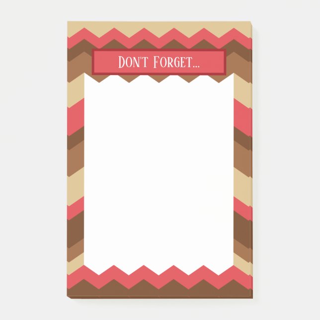 Post-it® Rappel de Motif Brown et rouge Chevron (Devant)