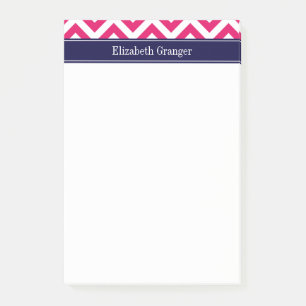 Post-it® Raspberry Lg Chevron Marine Nom bleu Monogramme