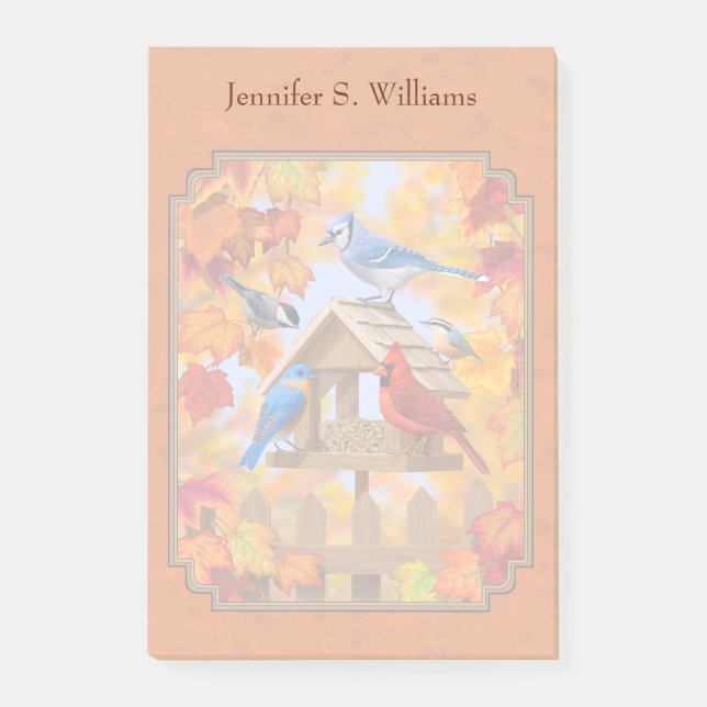 Post-it® Rassemblement d'oiseaux Orange d'automne (Devant)