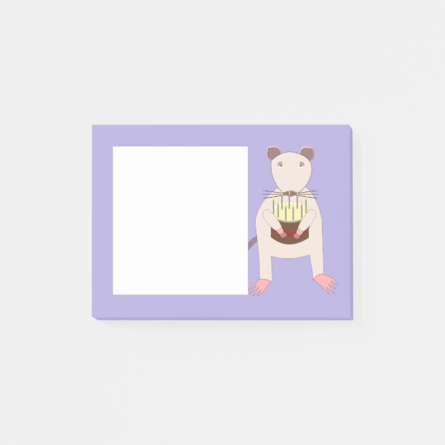 Post-it® Rat de Siamese avec gâteau d'anniversaire (Devant)