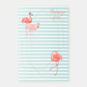 Post-it® Rayure bleue 4x6 géométrique de Flamant rose de