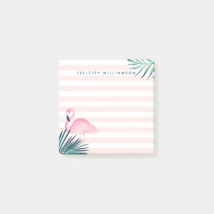 Post-it® Rayure rose et blanche de paume de Flamant rose