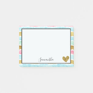 Post-it® Rayures chics d'aquarelle d'or