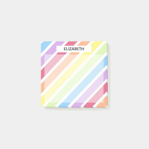 Post-it® Rayures diagonales arc-en-ciel pastel Personnalise