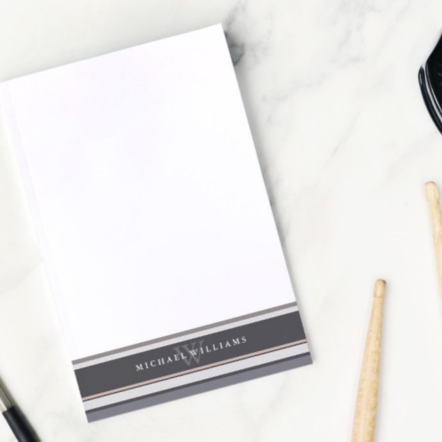 Post-it® Rayures neutres Monogrammes (Créateur téléchargé)