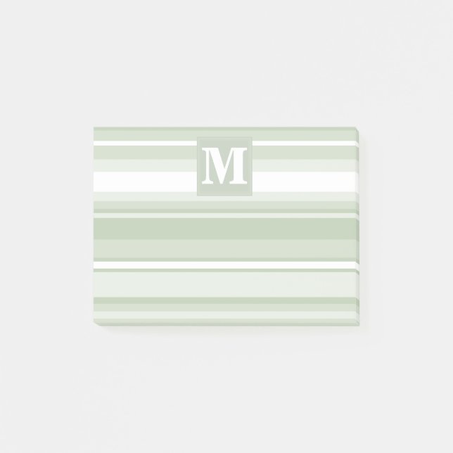 Post-it® Rayures vert pâle monogramme (Devant)