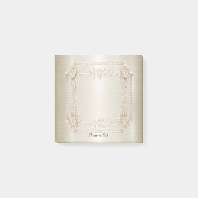 Post-it® Rectangle doré Fleurs Dimonées brillantes (Devant)