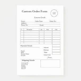 Post-it® Reçu de vente sur commande personnalisé pour petit