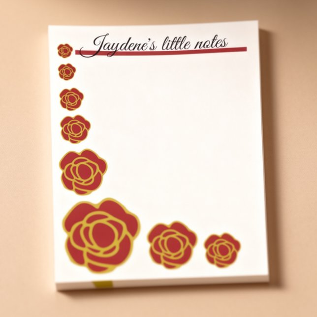 Post-it® Red And Gold Roses  (Cute red roses with gold trip and the heading can be customized to whatever you want.)