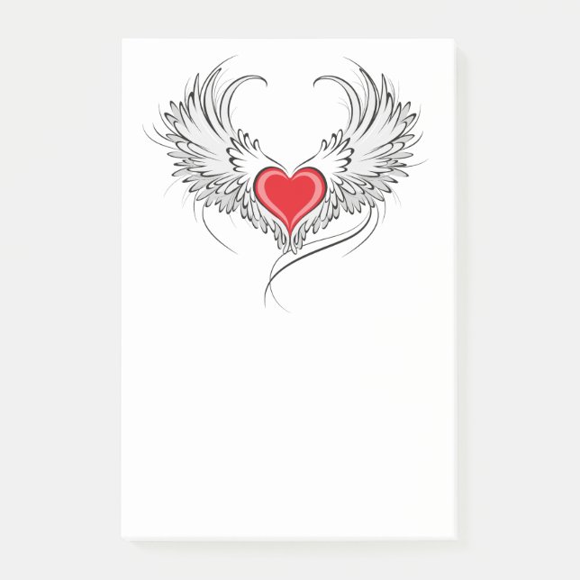 Post-it® Red Angel Coeur avec ailes (Devant)
