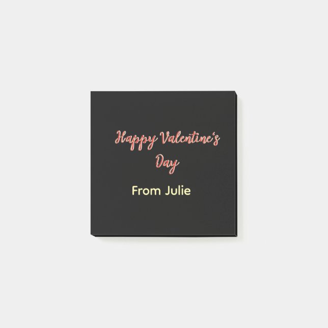 Post-it® Red black happy Valentine's day from name stylish  (Devant)