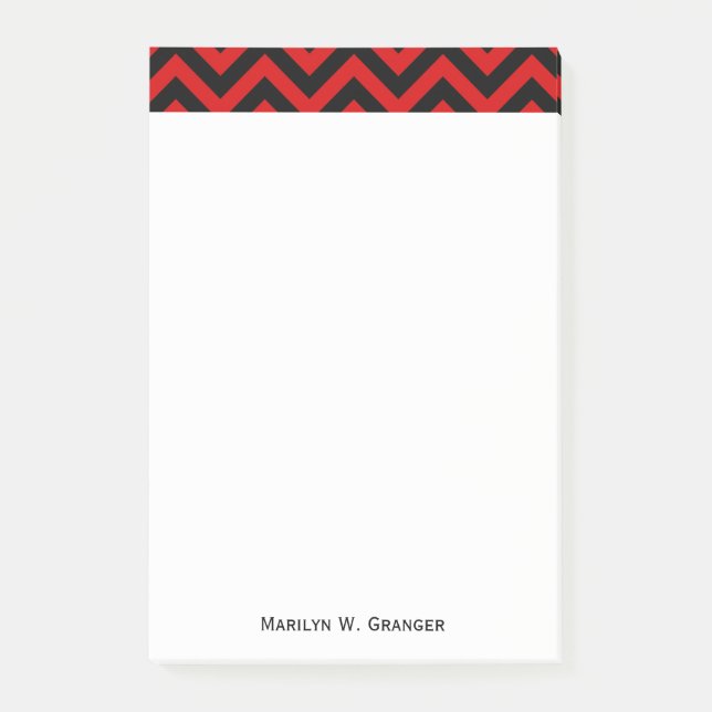 Post-it® Red, Black Large Chevron Zig Zag (Devant)
