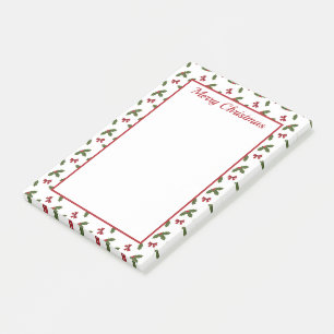 Post-it® Red Bows Et Noël Holly Plante Motif & Texte