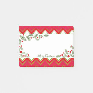 Post-it® Red Chevron Vacances verdure Joyeux Noël