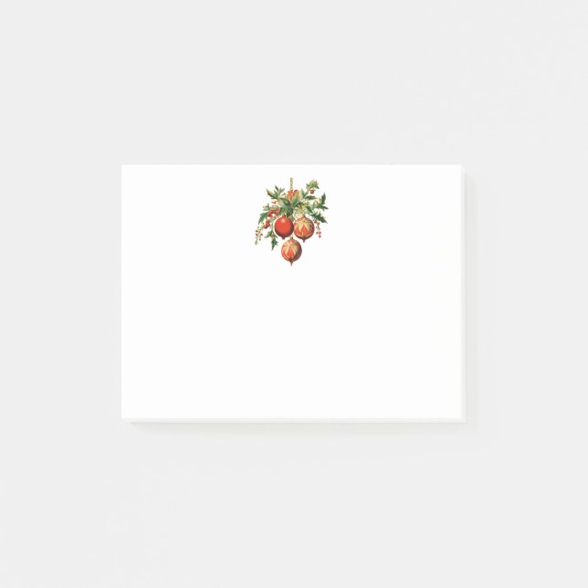 Post-it® Red Christmas Baubles avec Holly Festive (Devant)