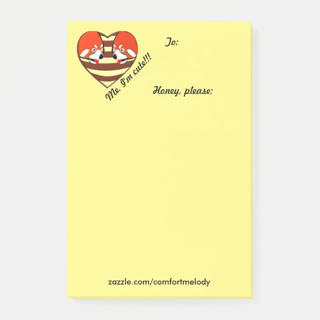 Post-it® Red Panda Coeur d'amour (Devant)