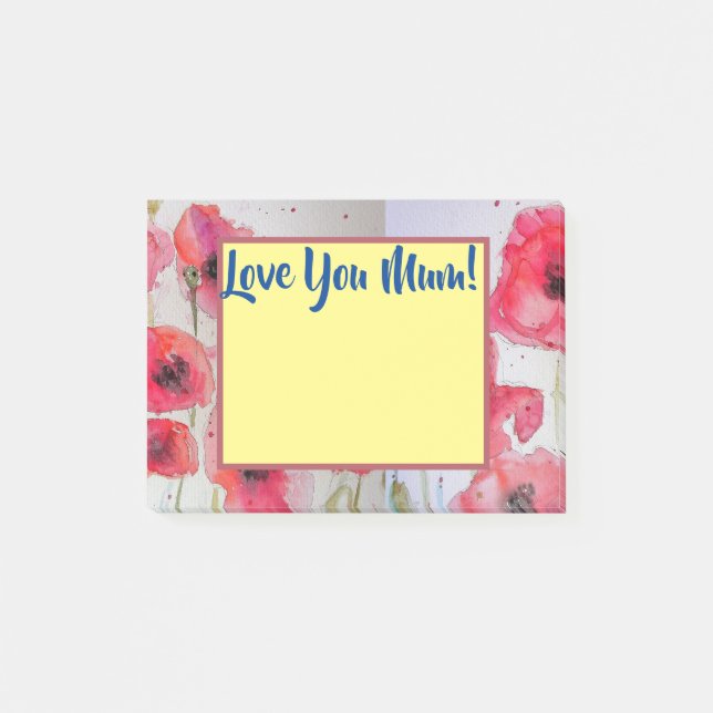Post-it® Red Poppy Love You maman Post It Notes (Devant)