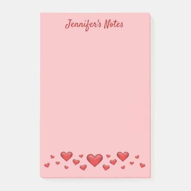 Post-it® Red Valentine's Day Hearts & Custom Text (Devant)