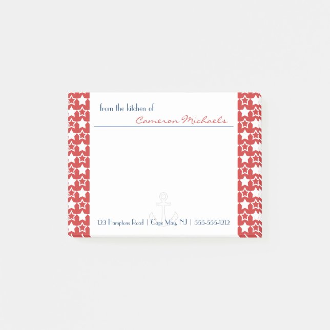 Post-it® Red White Blue Patriotic Stars Motif Monogramme (Devant)