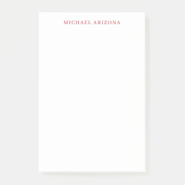 Post-it® Red White Minimalist Simple Plain Modern Own Name (Devant)