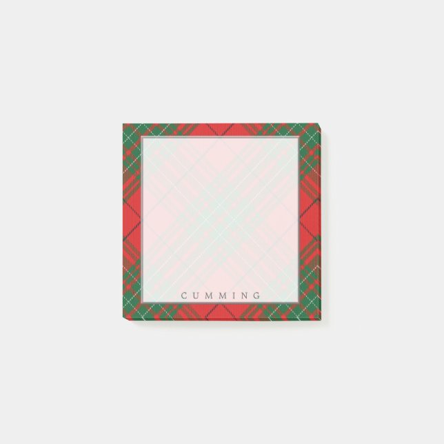 Post-it® Regal Scottish Clan Cumming Red et Green Tartan (Devant)
