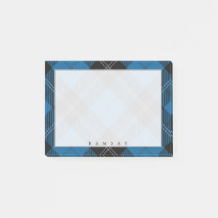 Post-it® Regal Scottish Clan Ramsay Blue et Black Tartan