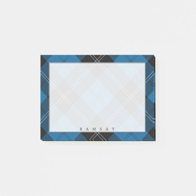 Post-it® Regal Scottish Clan Ramsay Blue et Black Tartan (Devant)