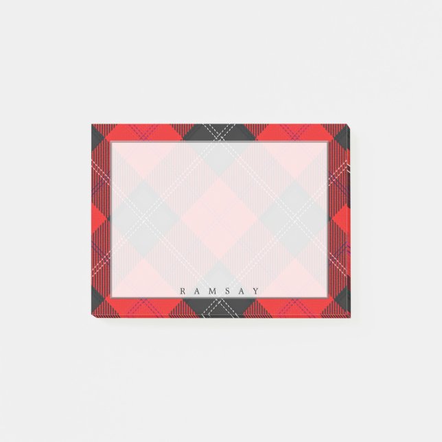 Post-it® Regal Scottish Clan Ramsay Tartan rouge et noir (Devant)