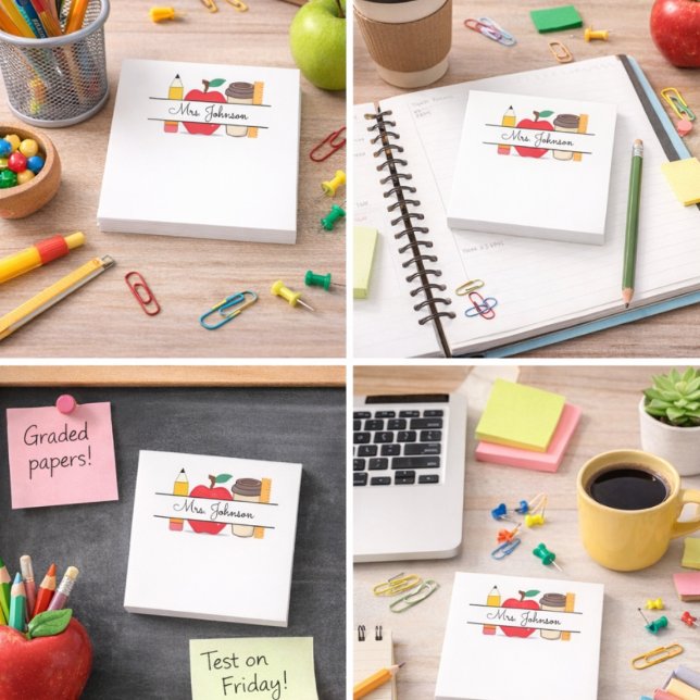 Post-it® Règle Apple Pencil avec nom de l'enseignant person (Custom Teacher Name Apple Pencil Ruler Post-it Notes)