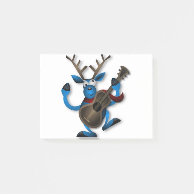 Post-it® Reindeer Dancing Guitar Instrument Christmas Noel. (Devant)