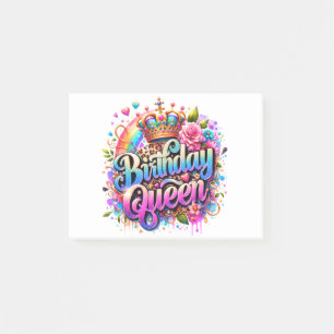 Post-it® Reine d'anniversaire arc-en-ciel floral