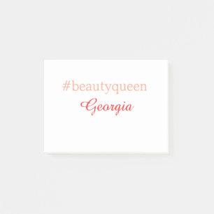 Post-it® Reine de beautéhashtag rouge clair ajouter nom fil