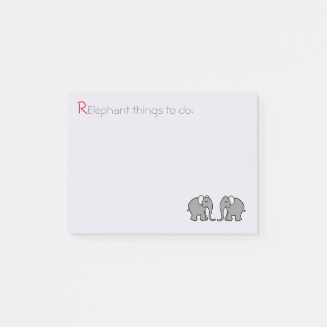 Post-it® "RElephant to Do" Grey Cute Elephant Pair (Devant)
