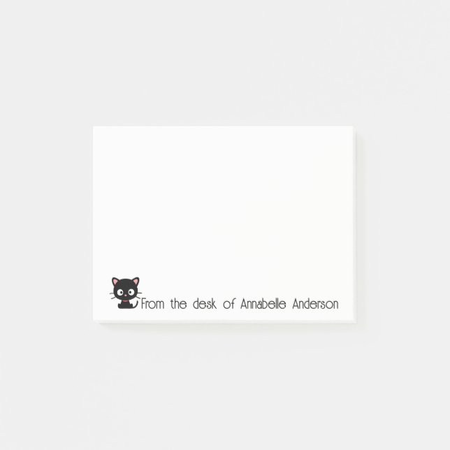 Post-it® Remarques personnalisables de Kitty noir mignon (Devant)