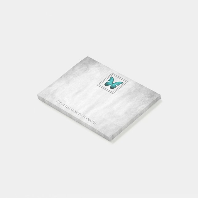 Post-it® Remarques personnalisées de papillon turquoise (Incliné)