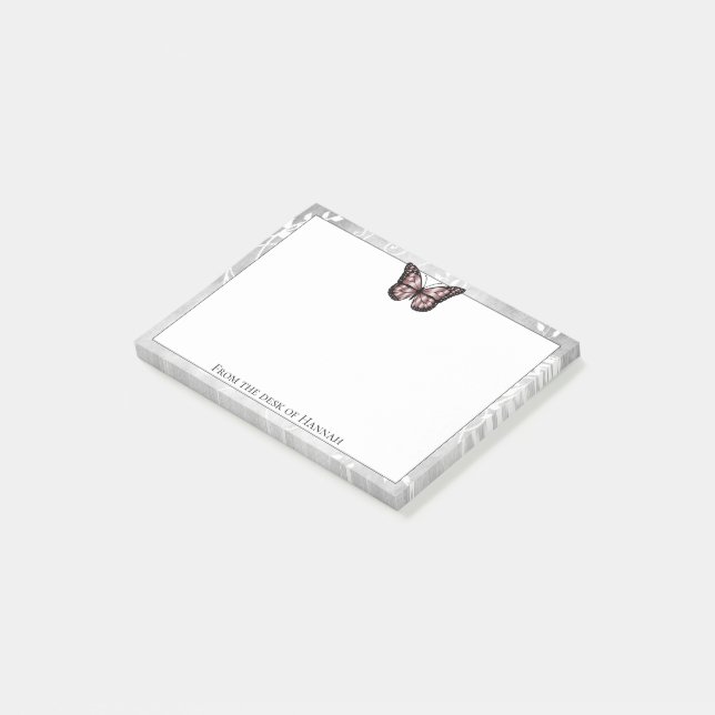 Post-it® Remarques sur papillon rose brillant (Incliné)