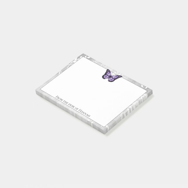 Post-it® Remarques sur papillon violet brillant (Incliné)
