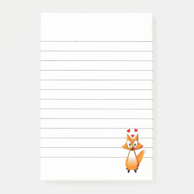 Post-it® Renard de dessin animé mignon à contour (Devant)