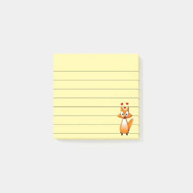 Post-it® Renard de dessin animé mignon animal doublé 3x3 (Devant)
